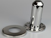 Round base mount spigot in polished stainless steel